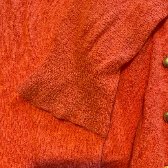 Banana Republic Neon Orange Long Alpaca Blend Cardigan with Gold Buttons, Size M - Picture 2 of 7